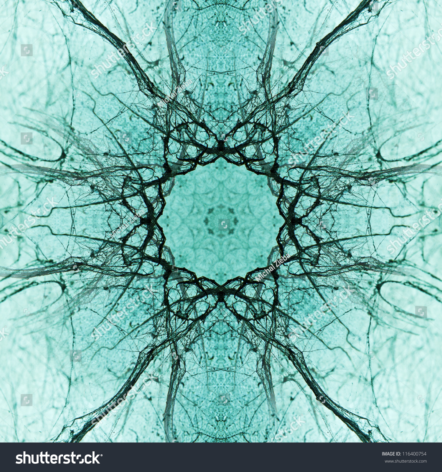 Abstraktes Spinnennetz in Blau