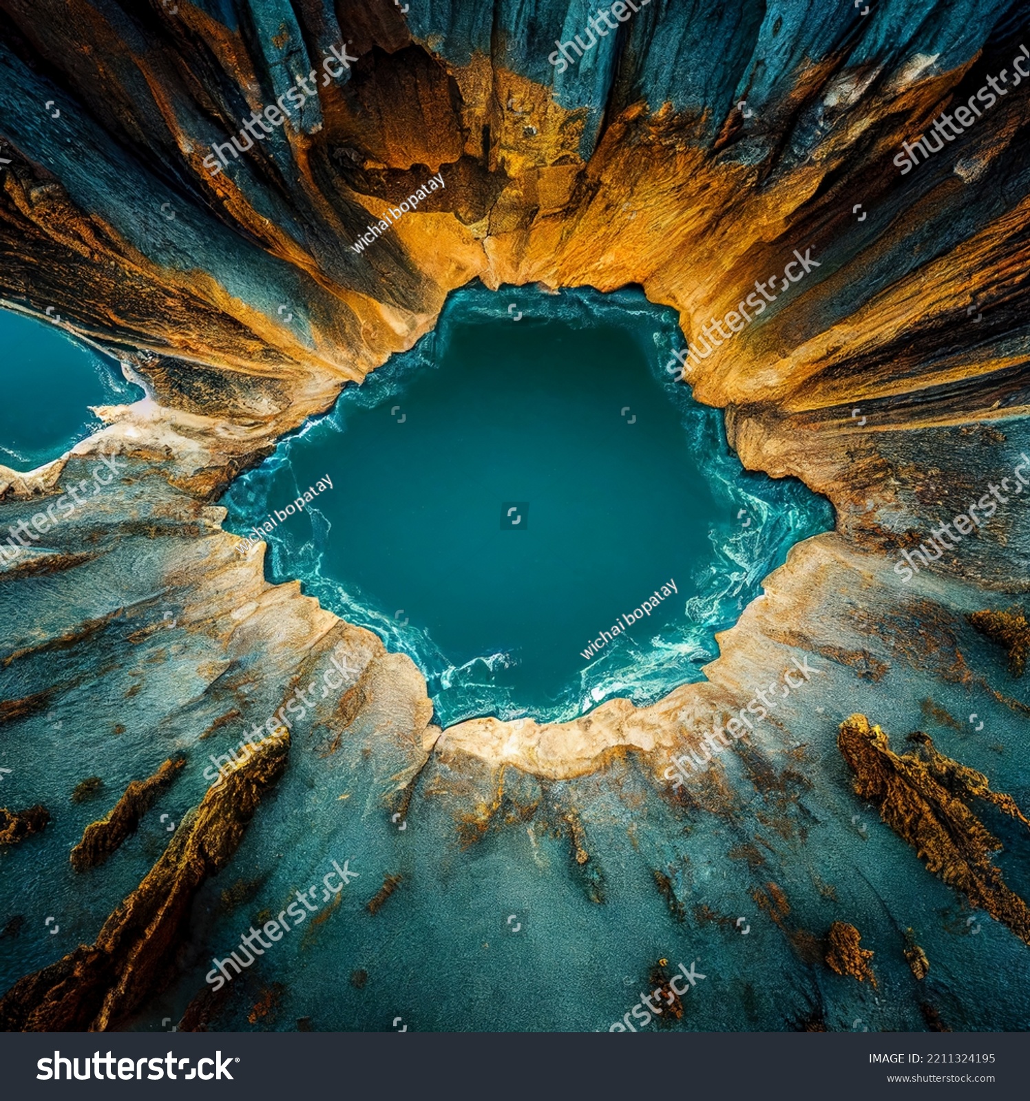 Luftaufnahme von Wellen an zerklüfteter Felsküste