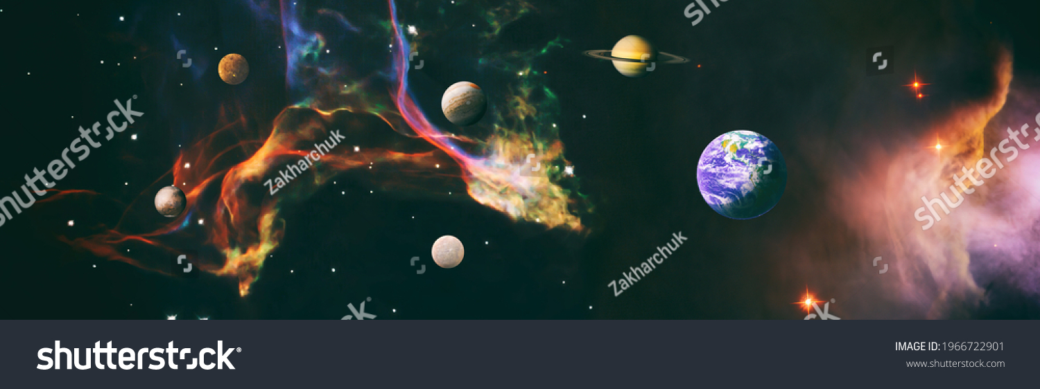 Panoramablick auf die Erde mit Sonnenaufgang und Galaxie