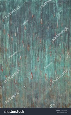 Kupfer-Patina in Blaugrün mit abstrakter Wirkung