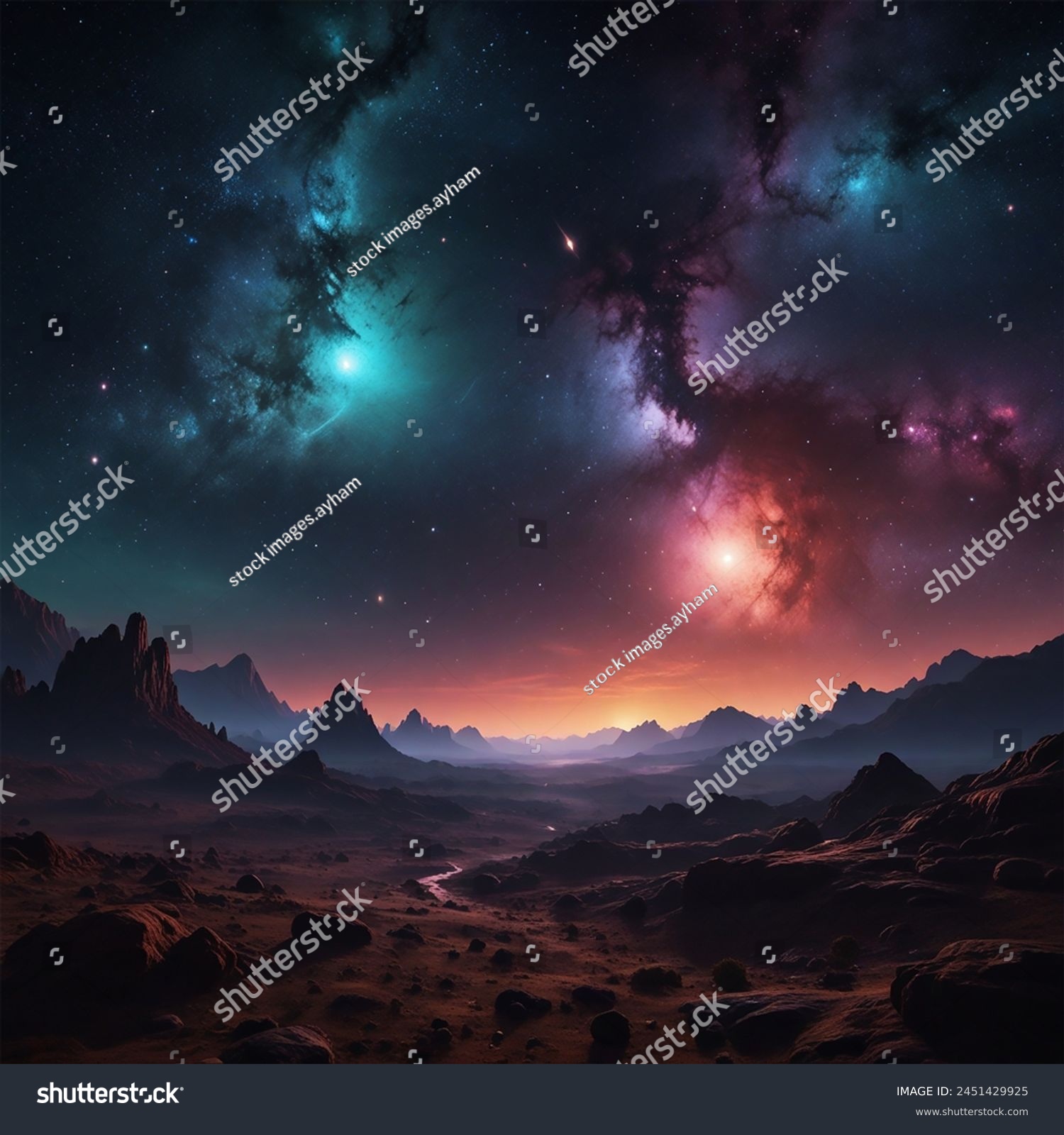 Sternenhimmel über Gebirgslandschaft – Berg & Universum