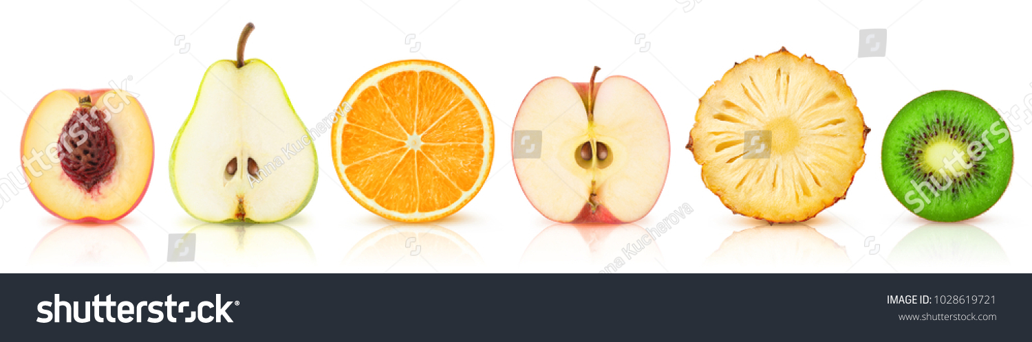 Fruchthälften in Reihe