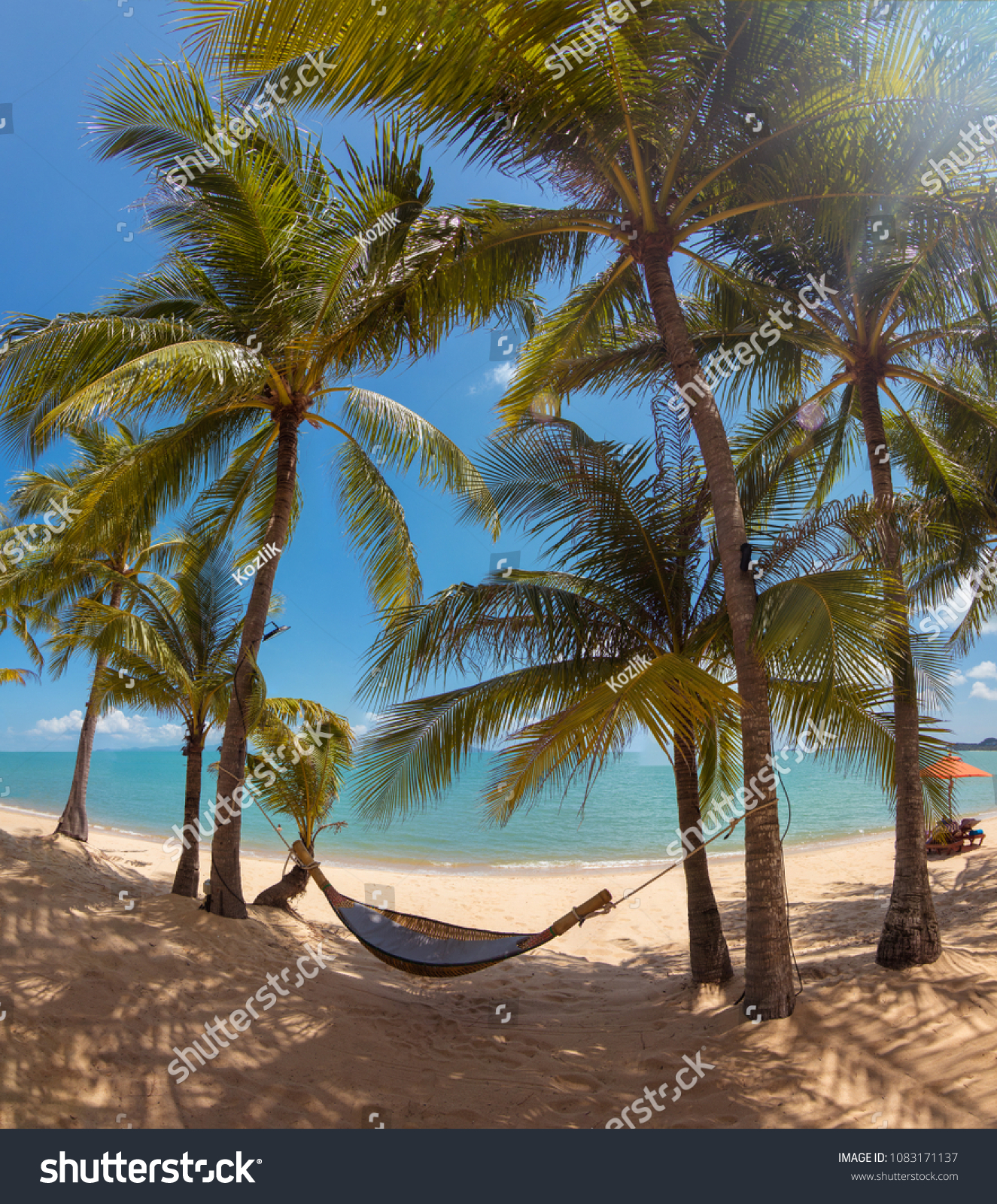 Sonniger Strandtag – Palmen & Hängematte