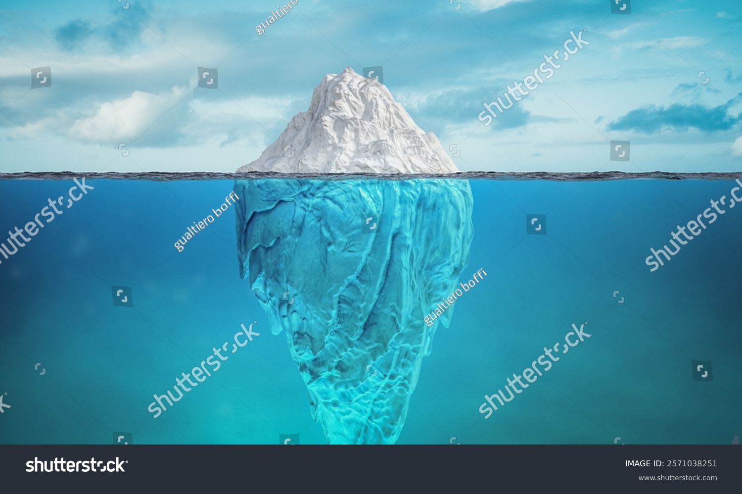 Eisberg mit versteckter Tiefe unter Wasser