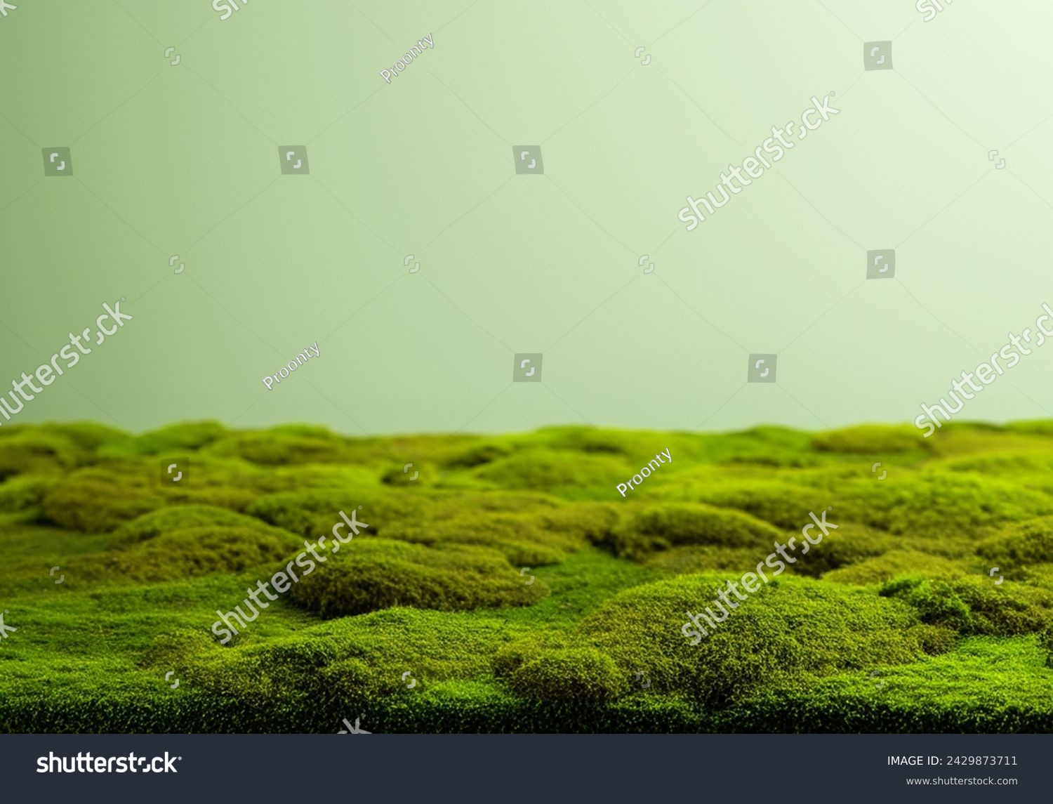 Moosbewachsener Holztisch vor grüner Wand