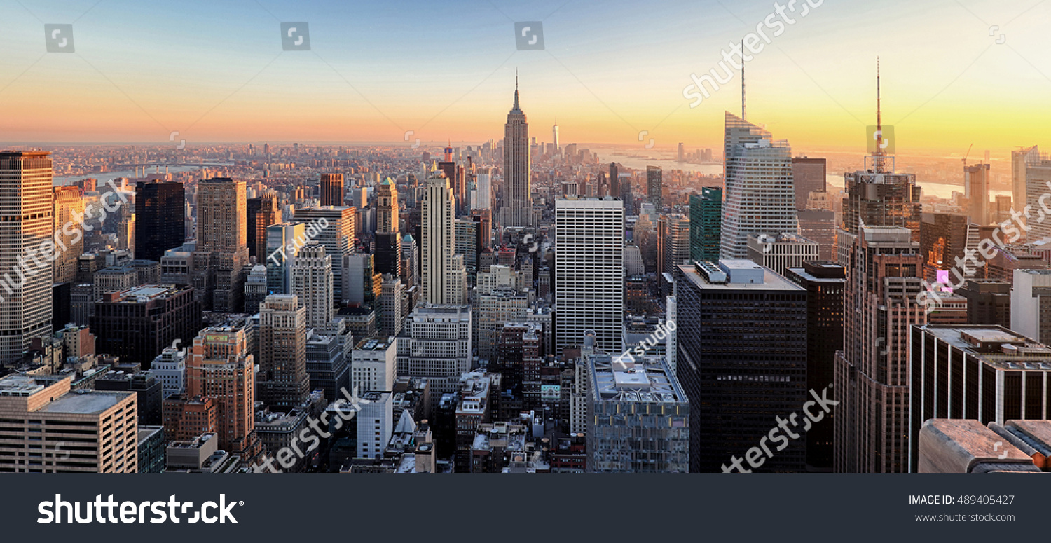 Manhattan Downtown bei Sonnenuntergang