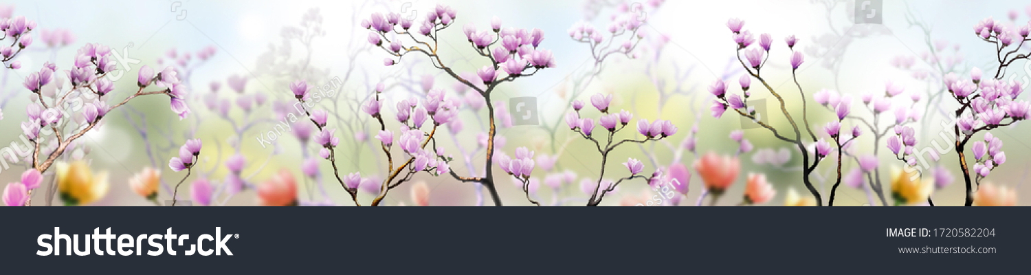 Panorama Frühlingsblumen als Hintergrund