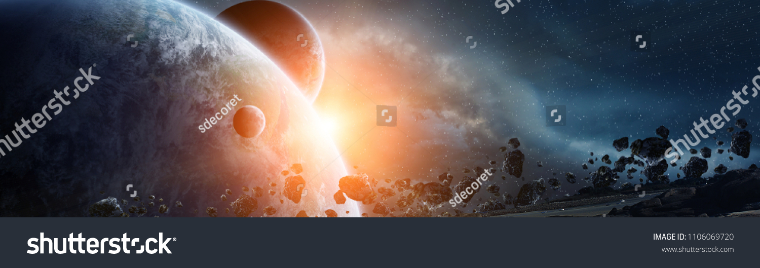 Panoramablick auf Planeten in einem fernen Sonnensystem