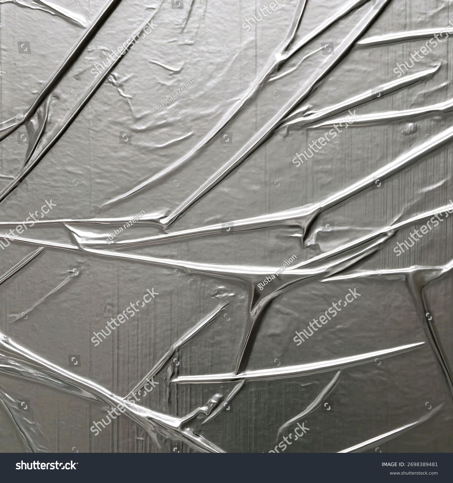Silberne metallische Textur mit Falten und Fältchen