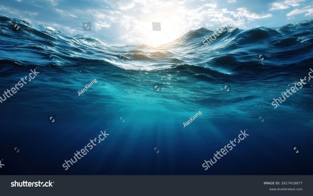 Unterwasserblick im blauen Ozean