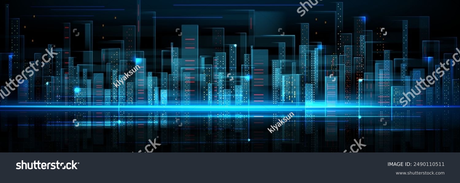 Futuristische Stadt Digitale Skyline