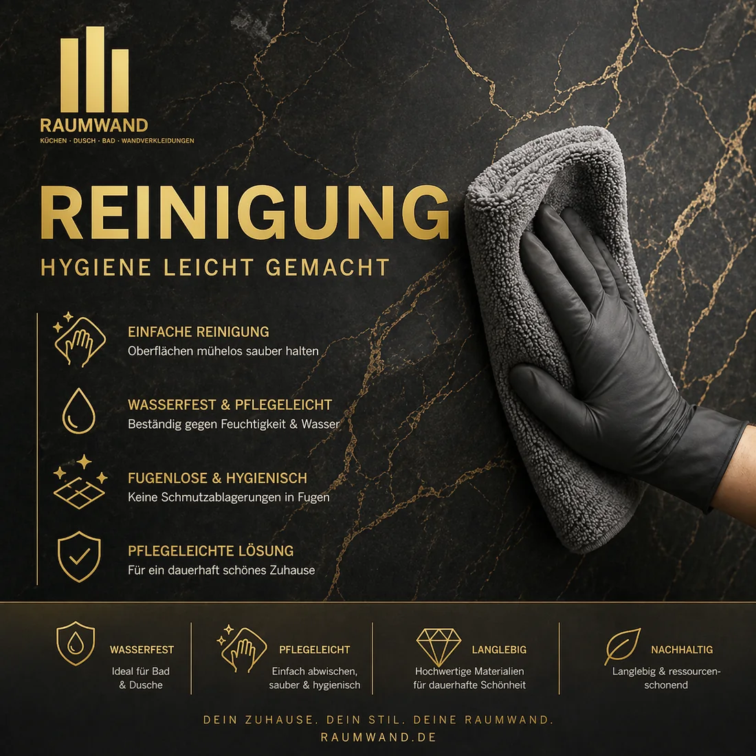 Reinigung einer Wandverkleidung